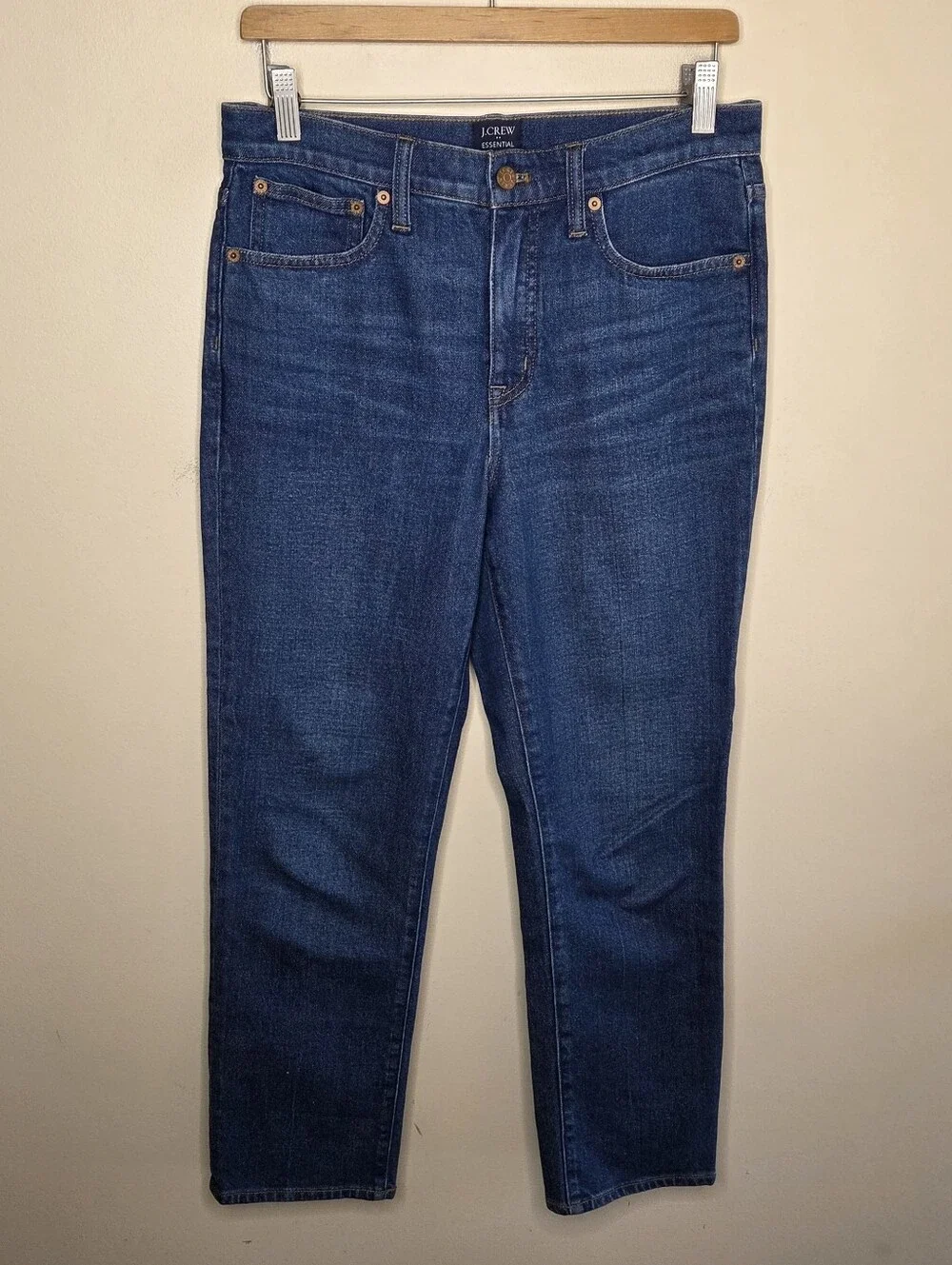J. Crew Factory Essential Straight Leg Cropped Ankle Jeans Size 27 Dark Wash